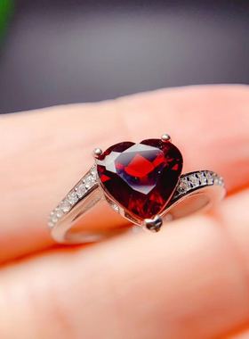 925银心形支持复检红宝石戒指