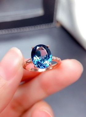 简单款水晶纯银不变色蓝宝石戒指