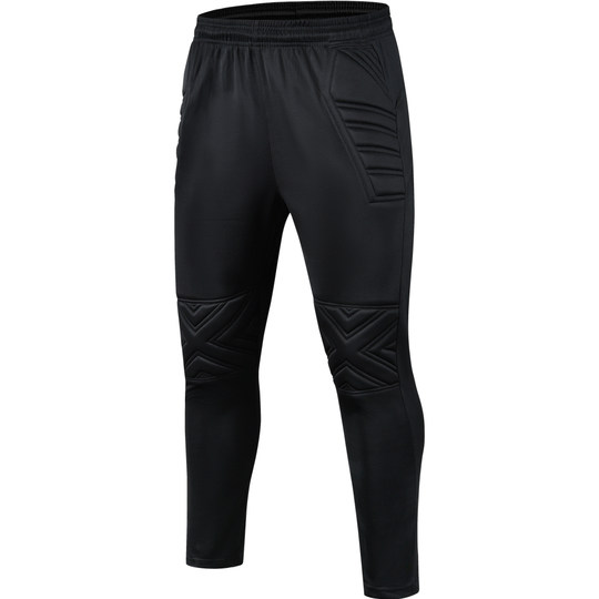 新款足球守门员服门将服长袖长裤套装训练服透气防撞海绵8008黑色