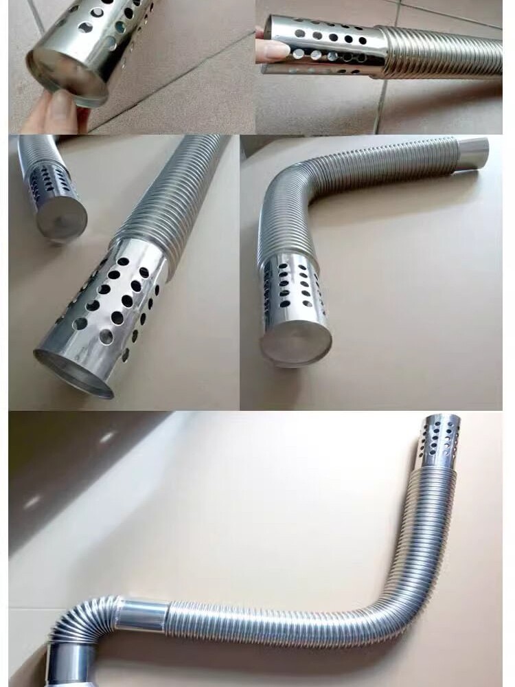 燃气热水器排烟管不锈钢防倒风波纹管弯曲排气管出墙管70-60-50mm