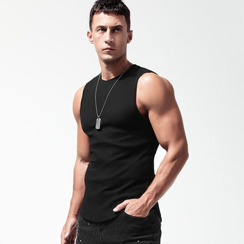 ຜ້າຝ້າຍບໍລິສຸດ sweat back cutting men's wide shoulder slim fit sports fitness CMP18598 sleeve bottoming sleeveless T-shirt