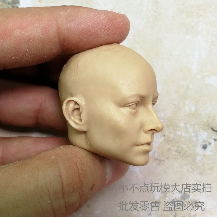 1/6 裸妆白模 欧美女头雕 DIY大妈尼姑植发 气质美女 兵人配件 - 图0