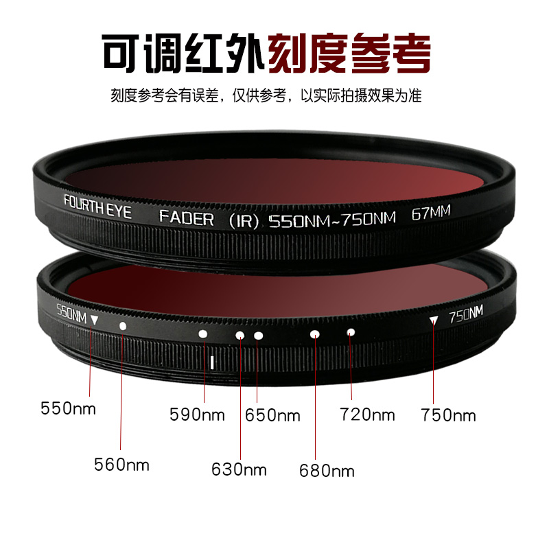 一体式可调红外滤镜550-750nmFADER IR49相机单反镜头67/77/82mm-图2