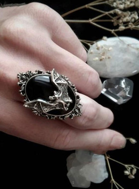 哥特蝙蝠复古洛丽塔项链戒指耳环