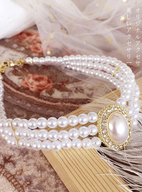 复古多层仿珍珠项链短赫本三层