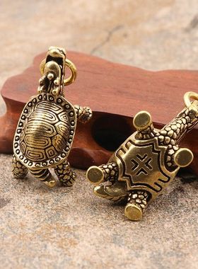 纯黄铜复古龙龟钥匙扣家居摆件汽车钥匙挂件个性创意男女礼物