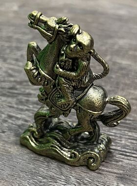 全黄铜马上封侯创意马上猴居家装饰茶宠摆件桌面客厅招财猴子上马