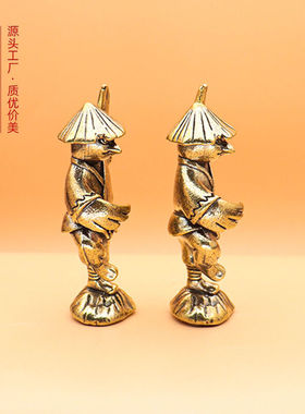新款金鸡独立新中式小摆件轻奢风装饰黄铜材质办公室工艺品