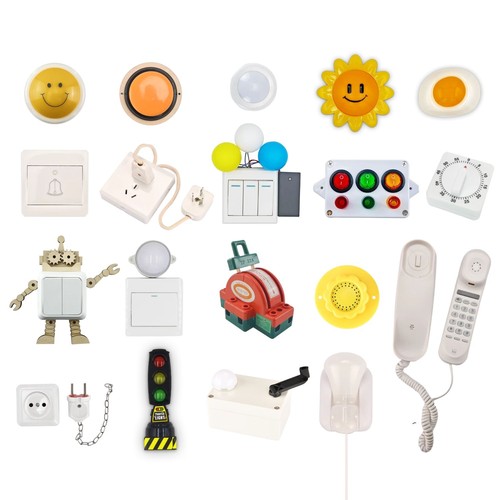 宝宝忙碌板DIY配件儿童仿真开关灯电话门铃插座三色灯1岁2岁玩具 - 图3