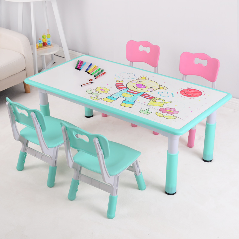 儿童桌椅套装幼儿园桌椅加厚写字桌吃饭画画桌子可升降宝宝学习桌-图3