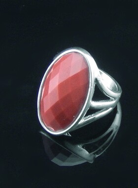 黑色多面银色镂空花纹民族风戒指