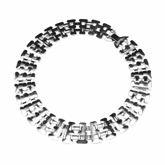 银色金属串联方格时尚民族风个性化项链女男装饰品道具挂链毛衣链