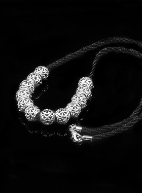 银色合金水钻连珠玫瑰花脖子饰品