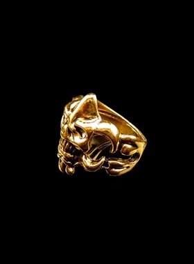 金色冠冕骷髅头时尚合金朋克戒指