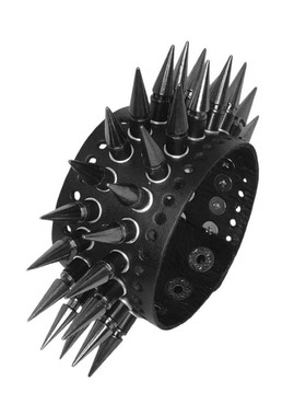 枪黑钉塑料圆柱霸气牛皮朋克手链