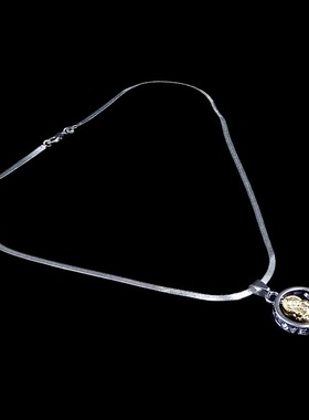 金色仿五角硬币仿银刀片链短项链