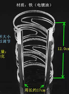 银色朋克风弯曲线条舞蹈摆件手镯