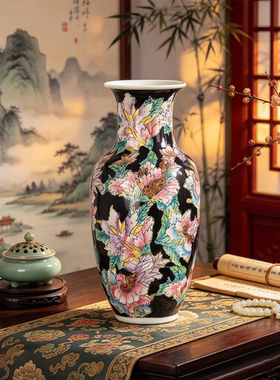 捡漏老货手绘粉彩陶瓷花瓶摆件
