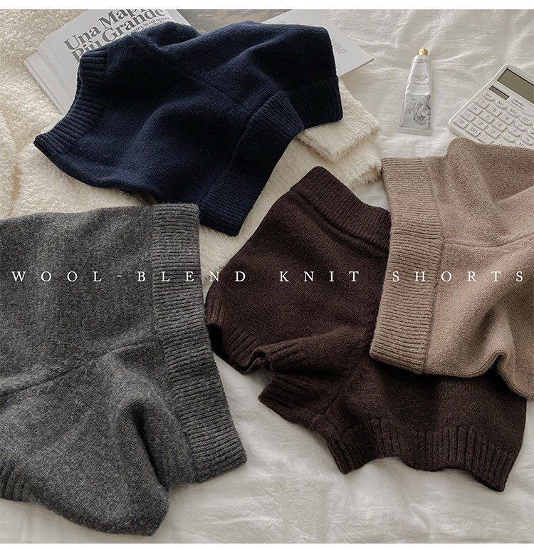 秋冬羊毛混纺螺纹针织短裤韩系时髦气质打底裤修身显瘦可外穿热裤,淘宝优惠券,粉丝福利购,淘宝优惠卷