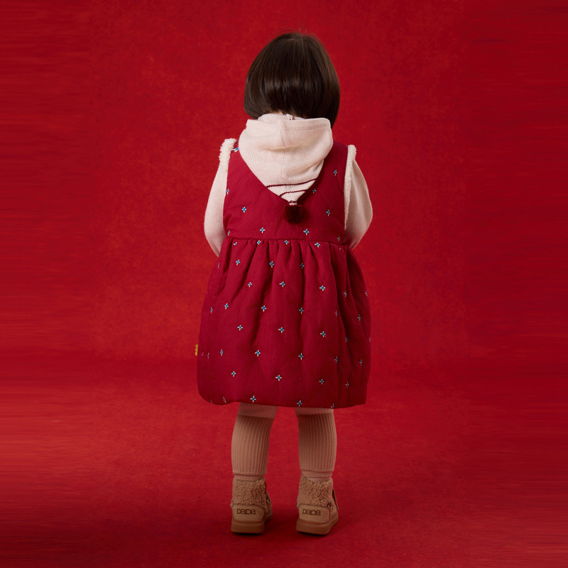 【新品】papa爬爬冬季儿童裙子女童无袖柔软亲肤防风保暖背心裙,淘宝优惠券,粉丝福利购,淘宝优惠卷