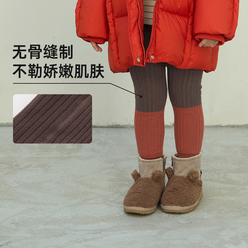 papa爬爬冬季儿童打底裤女童加厚加绒撞色保暖百搭弹力打底袜柔软,淘宝优惠券,粉丝福利购,淘宝优惠卷