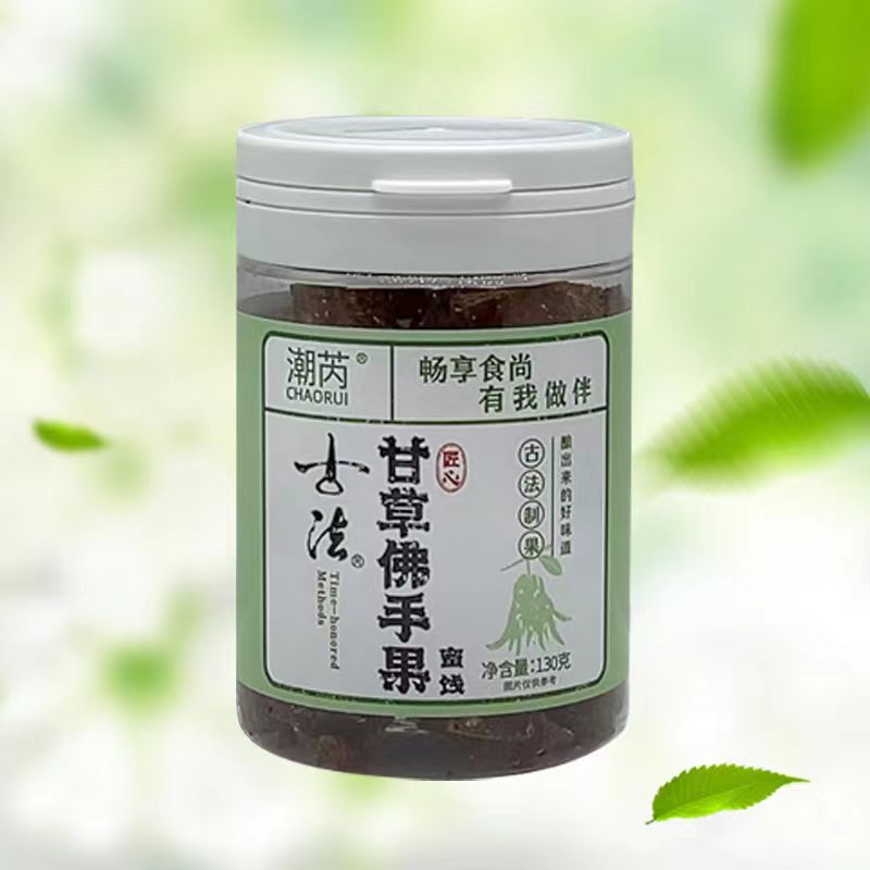 潮芮古法甘草佛手果干老香黄香橼果广东潮汕特产蜜饯果脯零食罐装-图2