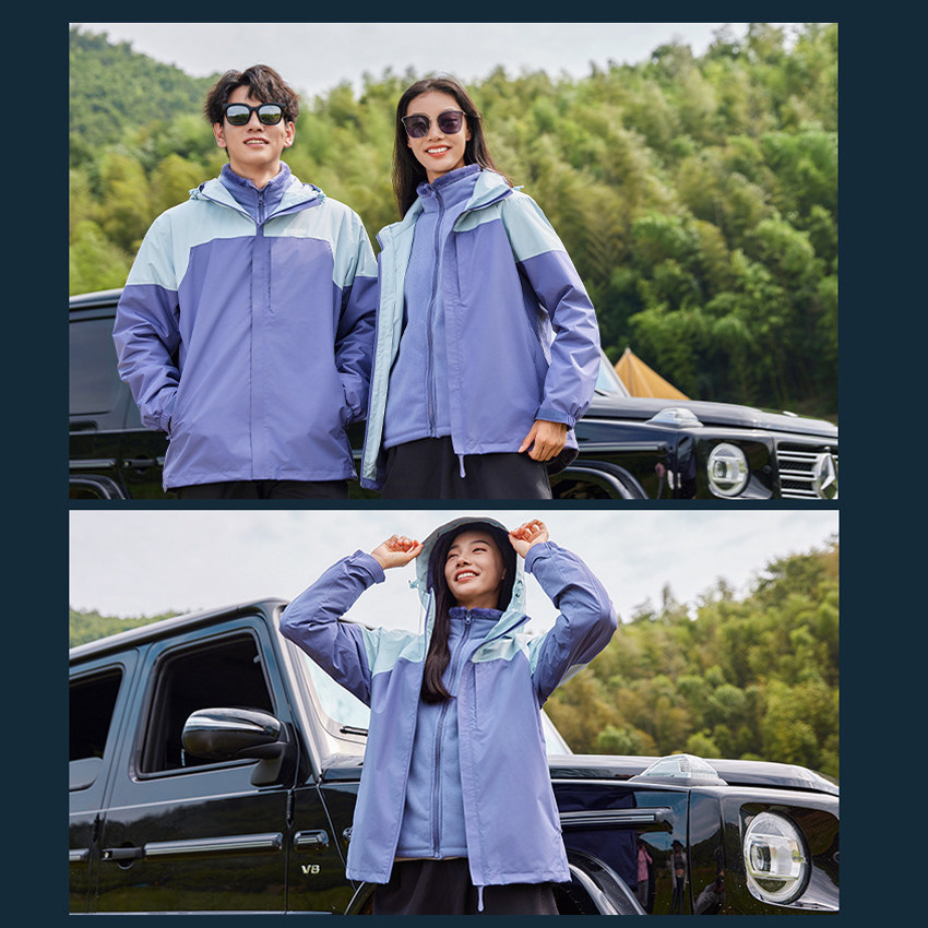 阿珂姆冲锋衣男女同款三合一抓绒内胆防风防雨两件套登山防水外套 - 图1