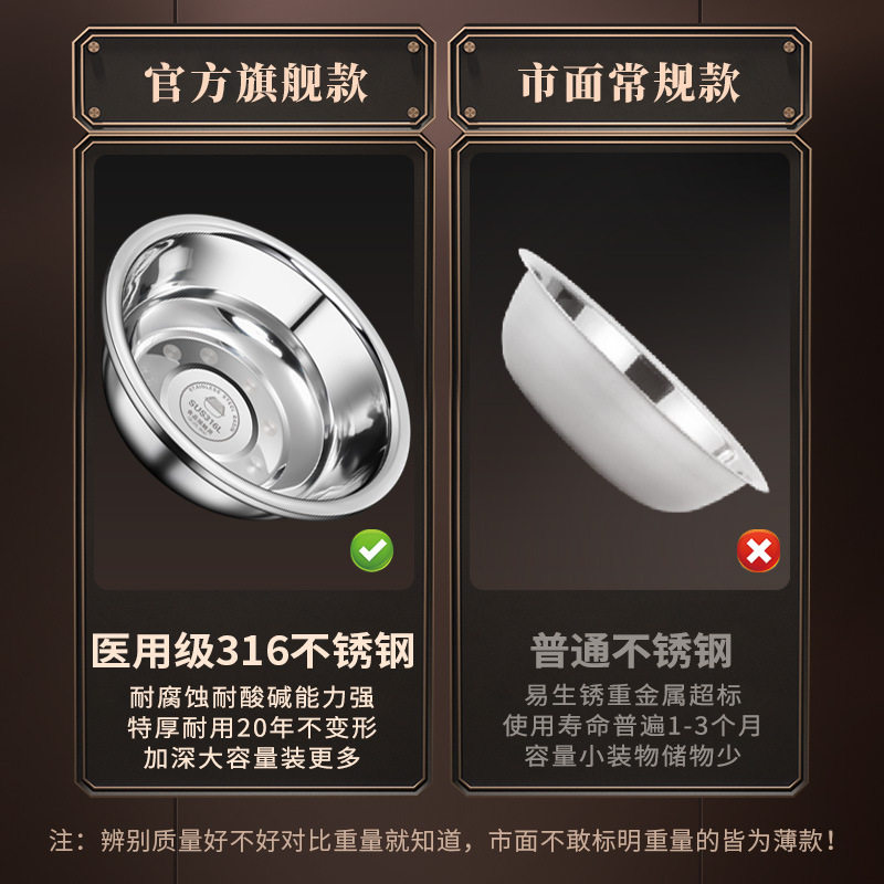 不锈钢加大和面盆加厚食品级316大号洗菜特大盆子家用厨房脸盆304,淘宝优惠券,粉丝福利购,淘宝优惠卷