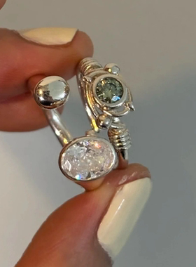 小众设计叠戴轻奢小行星锆石戒指女时尚百搭独特气质高级感食指环