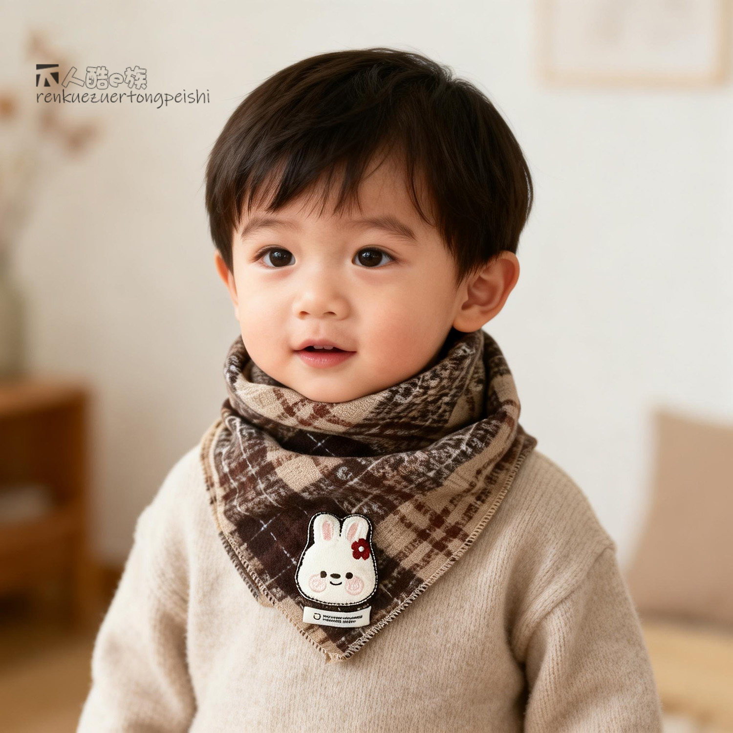 宝宝围巾秋冬款加厚三角巾韩版卡通可爱格子男女儿童保暖防风围脖,淘宝优惠券,粉丝福利购,淘宝优惠卷