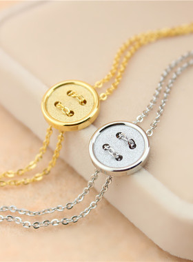 冷淡风幸运纽扣手链钛钢18Kins潮