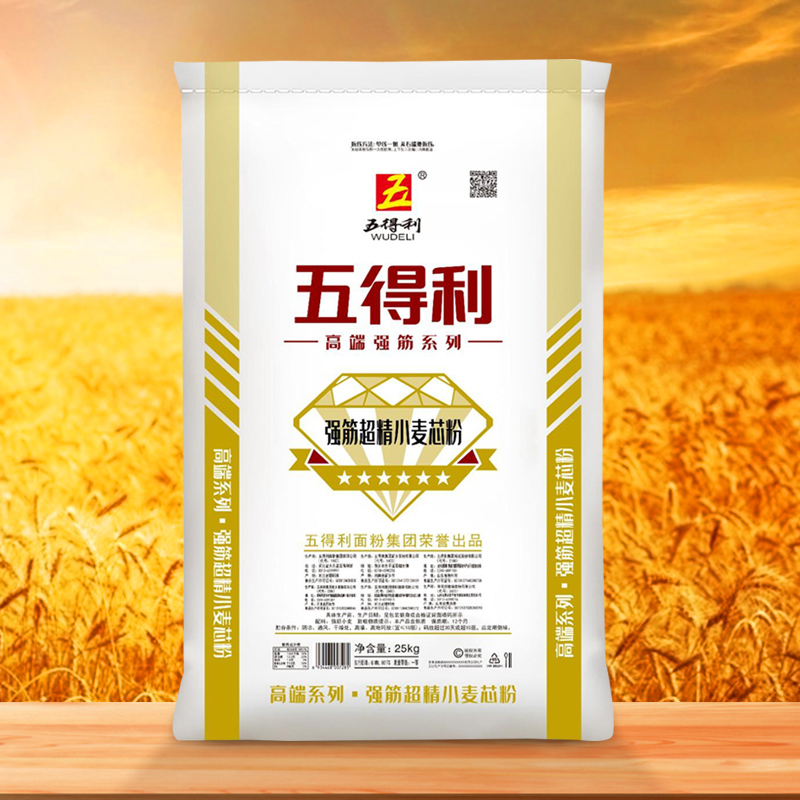 【五得利面粉】强筋超精小麦芯粉25kg商用家用高筋通用粉50斤包邮 - 图0