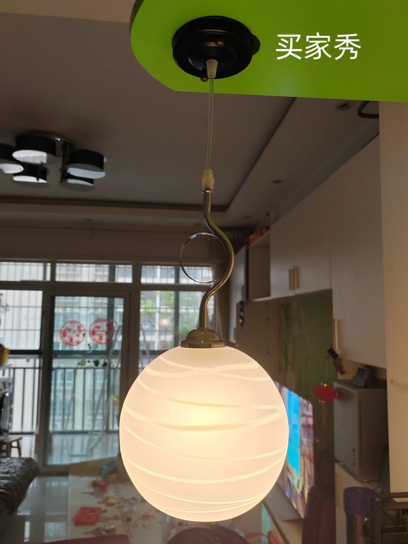 白色圆球玻璃灯罩拉花吊灯餐厅灯简约现代单头玄关阳台灯灯饰灯具,淘宝优惠券,粉丝福利购,淘宝优惠卷