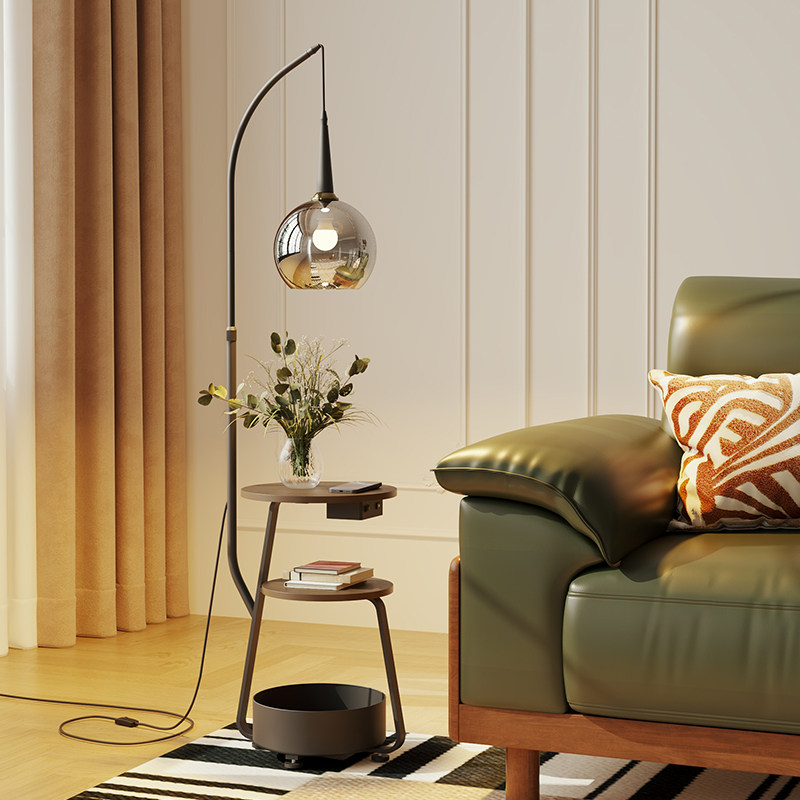 意式极简卧室落地灯床头柜客厅沙发旁边几轻奢艺术置物架台灯一体,淘宝优惠券,粉丝福利购,淘宝优惠卷