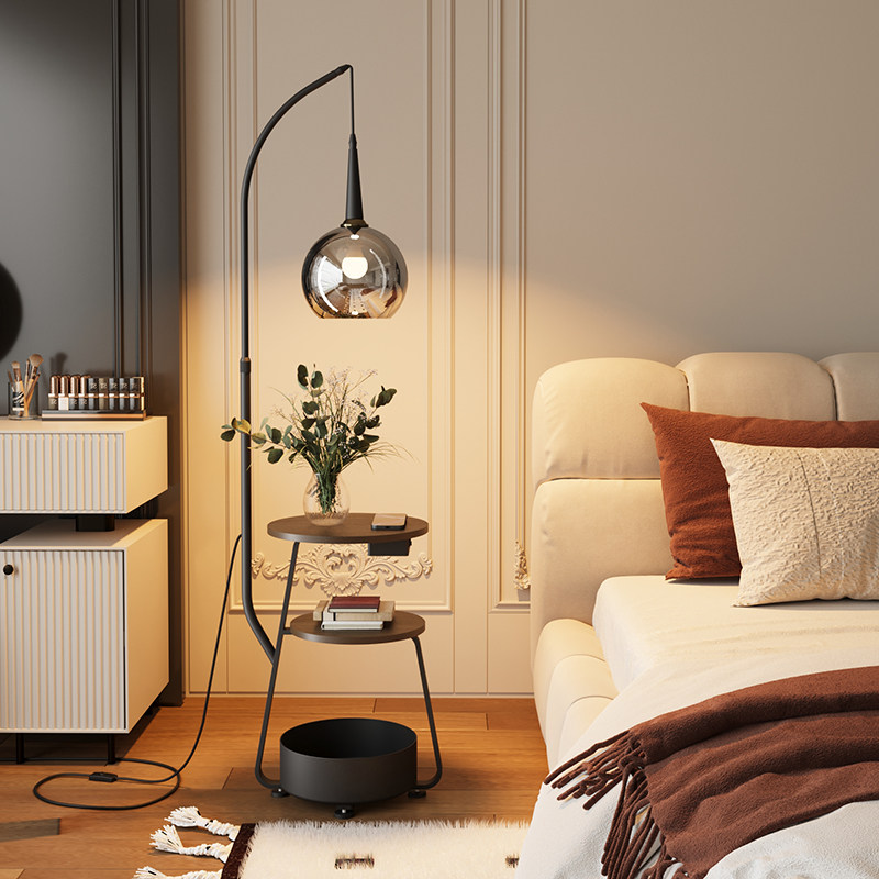 意式极简卧室落地灯床头柜客厅沙发旁边几轻奢艺术置物架台灯一体,淘宝优惠券,粉丝福利购,淘宝优惠卷