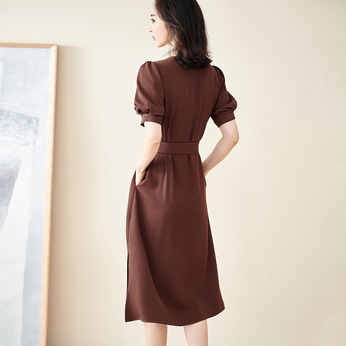 米思阳2022夏季新款法式a字连衣裙 思阳服饰连衣裙