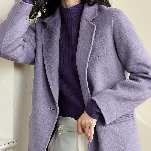 Mi Siyang's elegant and elegant solid color 100% wool coat