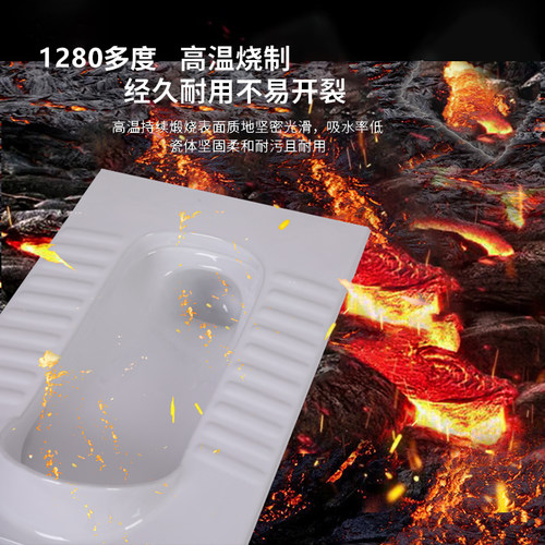 家用陶瓷蹲便器冲水箱防臭蹲坑式厕所卫生间马桶大便器蹬便池便盆 - 图2