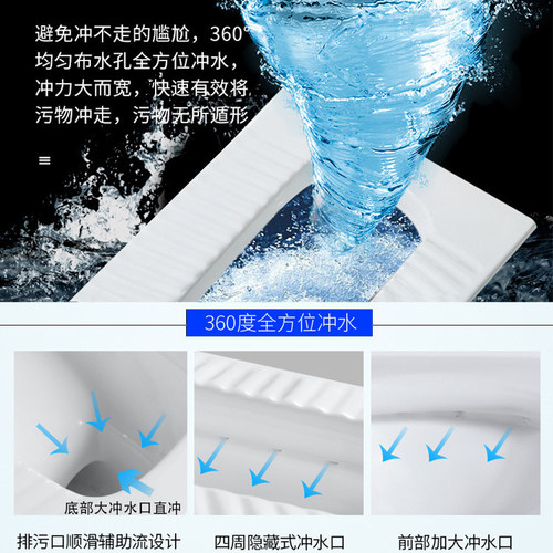 家用陶瓷蹲便器冲水箱防臭蹲坑式厕所卫生间马桶大便器蹬便池便盆 - 图1