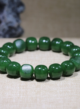 玉秀和田碧玉老型珠手串定制手饰