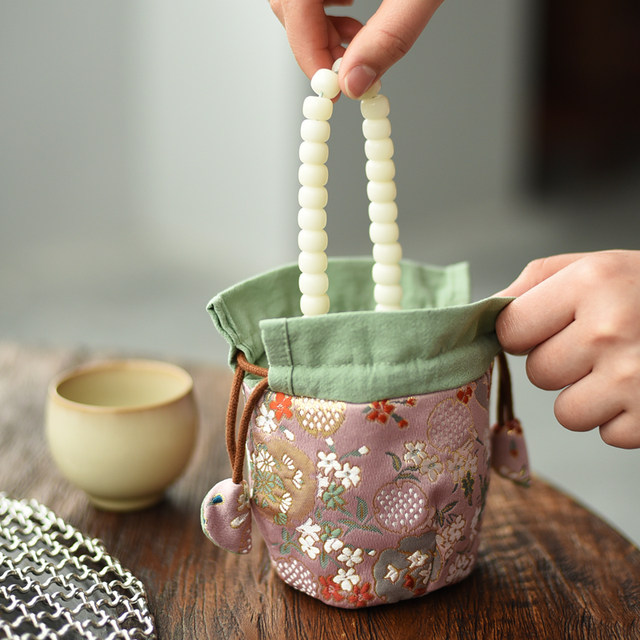 Thickened teacup storage bag Wenhua packaging drawstring tie