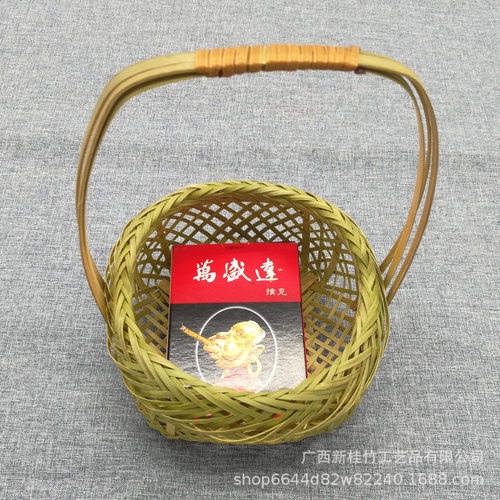 竹编手提镂空编织鸡蛋篮水果篮五件套幼儿园活动实用旅游工艺品 - 图2