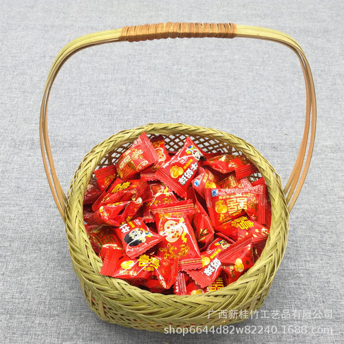 竹编手提镂空编织鸡蛋篮水果篮五件套幼儿园活动实用旅游工艺品 - 图0