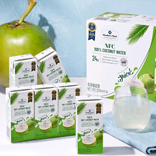 山姆泰国进口100%椰子水汁200ML*1盒 NFC非浓缩还原椰汁饮料 - 图1