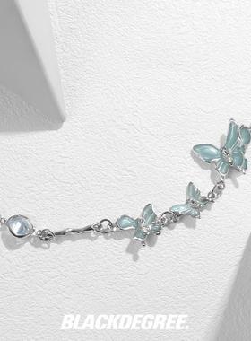 黑度｜蓝色滴胶蝴蝶项链女小众设计百搭高级感甜酷辣妹配饰锁骨链