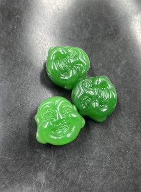 马来玉通孔佛头散珠绿色