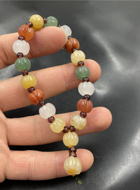 女款金丝玉佘太翠南瓜手链