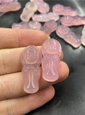女款粉色玉髓玛瑙宝宝佛