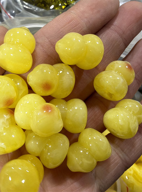 四海玉器 新款俏黄色二代琥珀蜜蜡立体通孔小葫芦吊坠 挂件