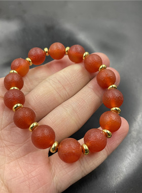 玉器新款红色圆珠手链女款玉手串